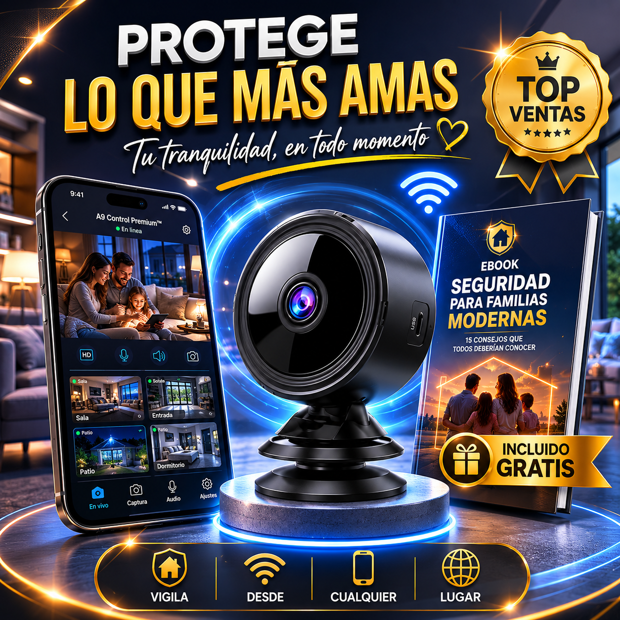 A9 Control Premium™  - La cámara inteligente que te permite ver lo que sucede cuando tu no estás